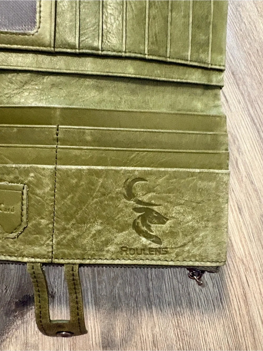 Roulens Green Leather Bifold Wallet